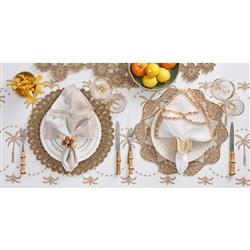 Winding Vine French Country Gold Beaded Natural Placemat - Set of 2|