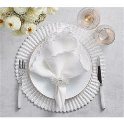 Lumina Modern Classic White Glass Beaded Placemat - Set of 2|