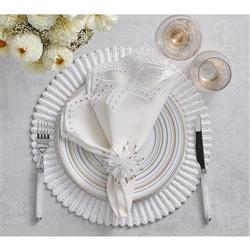 Lumina Modern Classic White Glass Beaded Placemat - Set of 2|