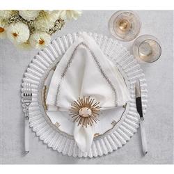Lumina Modern Classic White Glass Beaded Placemat - Set of 2|