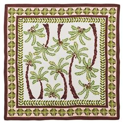 Oasis Global Green Palm White Linen Napkin - Set of 4|