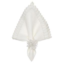 Lumina Modern Classic White Linen Ridged Edge Napkin - Set of 4|