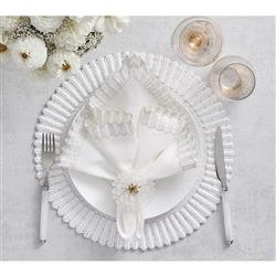 Lumina Modern Classic White Linen Ridged Edge Napkin - Set of 4|