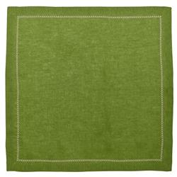 Fran Spring Green Linen Embroidered Border Napkin - Set of 4|