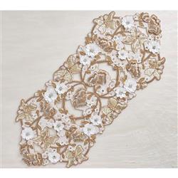 Papillon Hollywood Regency Gold Glass Beaded Runner|