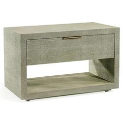 Montaigne Modern Olive Green Faux Shagreen Brass Iron Nightstand|