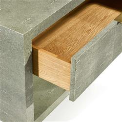 Montaigne Modern Olive Green Faux Shagreen Brass Iron Nightstand|