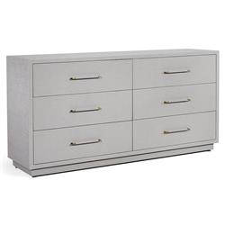Taylor Modern Light Grey Faux Linen Brass Iron Double Dresser|