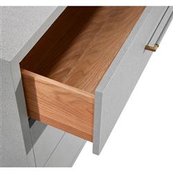 Taylor Modern Light Grey Faux Linen Brass Iron Double Dresser|