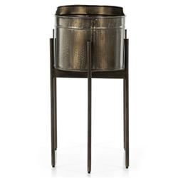 Jared Industrial Loft Brass Iron Brown Base Oval Outdoor Planter|