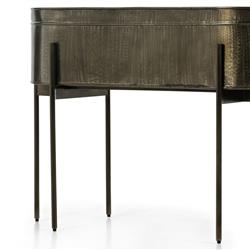 Jared Industrial Loft Brass Iron Brown Base Oval Outdoor Planter|