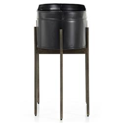 Jared Industrial Loft Black Iron Brass Base Oval Outdoor Planter|