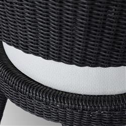 Alexander Coastal Off White Upholstered Black Woven Outdoor Dining Arm Chair|