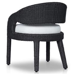 Alexander Coastal Off White Upholstered Black Woven Outdoor Dining Arm Chair|