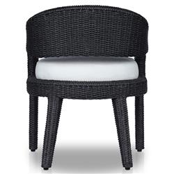 Alexander Coastal Off White Upholstered Black Woven Outdoor Dining Arm Chair|
