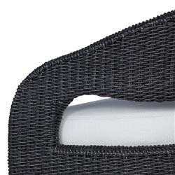 Alexander Coastal Off White Upholstered Black Woven Outdoor Dining Arm Chair|