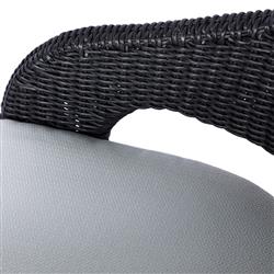 Alexander Coastal Off White Upholstered Black Woven Outdoor Dining Arm Chair|