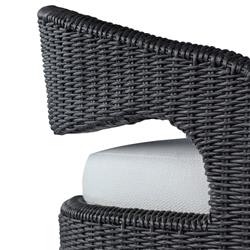 Alexander Coastal Off White Upholstered Black Woven Outdoor Dining Arm Chair|