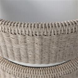 Alexander Coastal Off White Upholstered Beige Woven Outdoor Dining Arm Chair|