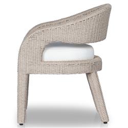 Alexander Coastal Off White Upholstered Beige Woven Outdoor Dining Arm Chair|