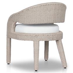 Alexander Coastal Off White Upholstered Beige Woven Outdoor Dining Arm Chair|