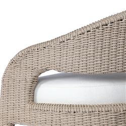 Alexander Coastal Off White Upholstered Beige Woven Outdoor Dining Arm Chair|