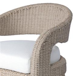 Alexander Coastal Off White Upholstered Beige Woven Outdoor Dining Arm Chair|