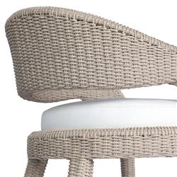 Alexander Coastal Off White Upholstered Beige Woven Outdoor Dining Arm Chair|