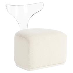 Carter Modern Classic Off White Upholstered Clear Acrylic Swivel Chair|