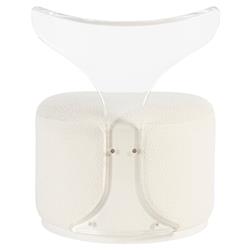 Carter Modern Classic Off White Upholstered Clear Acrylic Swivel Chair|