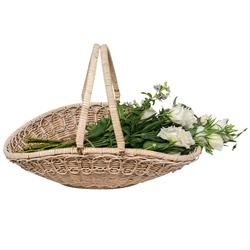 Juliska Provence Coastal Beach Whitewash Woven Rattan Gathering Basket|