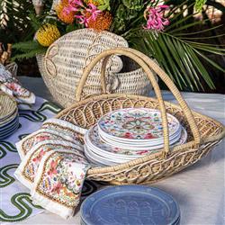 Juliska Provence Coastal Beach Whitewash Woven Rattan Gathering Basket|