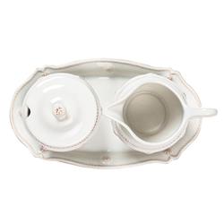 Juliska Berry & Thread French Country Whitewash Ceramic Sugar and Creamer Set|