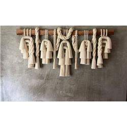 Alma Coastal Natural Cotton Macrame Woven Wood Wall Decor|