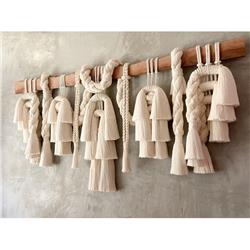 Alma Coastal Natural Cotton Macrame Woven Wood Wall Decor|