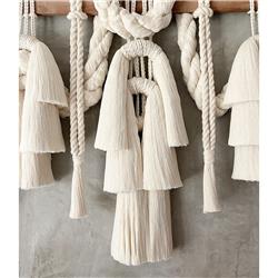 Alma Coastal Natural Cotton Macrame Woven Wood Wall Decor|