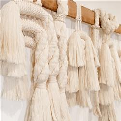 Alma Coastal Natural Cotton Macrame Woven Wood Wall Decor|