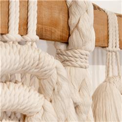Alma Coastal Natural Cotton Macrame Woven Wood Wall Decor|
