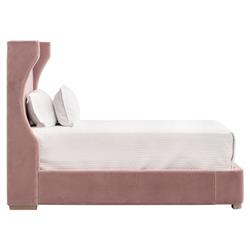 Anastasia Modern Classic Pink Velvet Upholstered Oak Wood Wingback Bed - Twin|