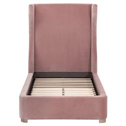 Anastasia Modern Classic Pink Velvet Upholstered Oak Wood Wingback Bed - Twin|