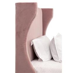 Anastasia Modern Classic Pink Velvet Upholstered Oak Wood Wingback Bed - Twin|