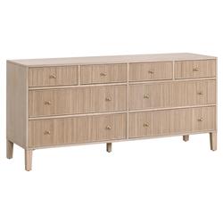 Mira Coastal Beach Natural Oak Wood Iron Pulls Double Dresser|