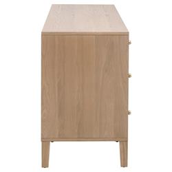 Mira Coastal Beach Natural Oak Wood Iron Pulls Double Dresser|