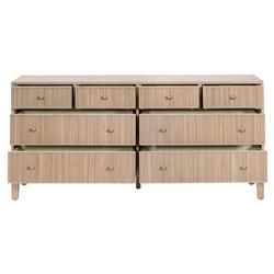 Mira Coastal Beach Natural Oak Wood Iron Pulls Double Dresser|