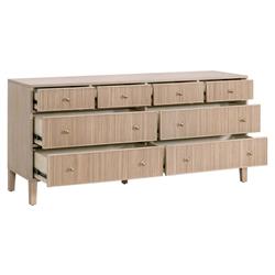 Mira Coastal Beach Natural Oak Wood Iron Pulls Double Dresser|