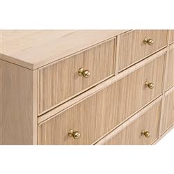 Mira Coastal Beach Natural Oak Wood Iron Pulls Double Dresser|