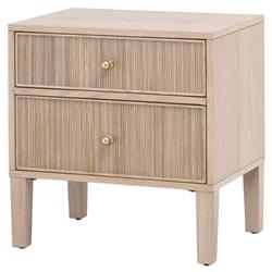 Mira Coastal Beach Natural Oak Wood Iron Pulls Nightstand|