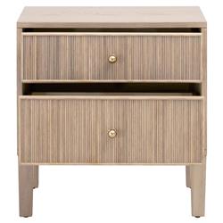Mira Coastal Beach Natural Oak Wood Iron Pulls Nightstand|