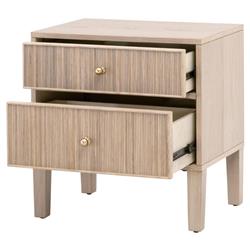 Mira Coastal Beach Natural Oak Wood Iron Pulls Nightstand|