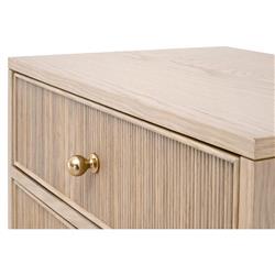 Mira Coastal Beach Natural Oak Wood Iron Pulls Nightstand|